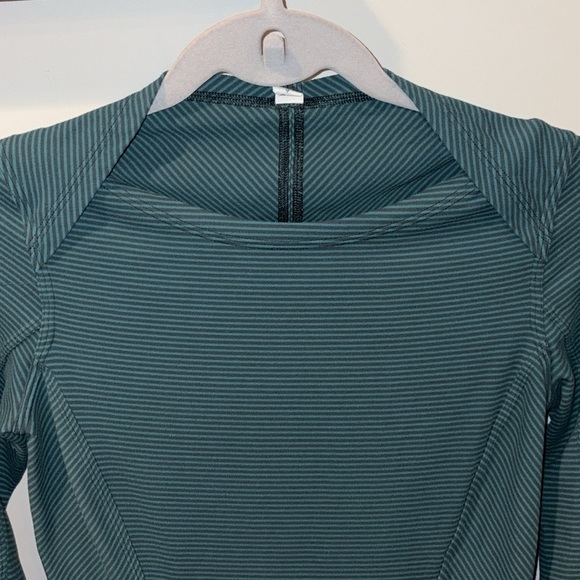 Lululemon Kanto Catch Me Long Sleeve Mini Pop Stripe Top Size 4 Teal/Dark Fuel - Picture 8 of 15